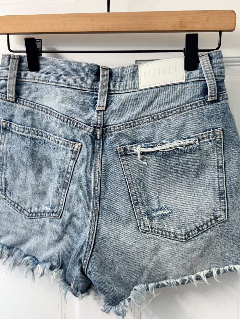 Revolve PISTOLA Nova Shorts High Waist Distressed Denim Sz 24 - Picture 12 of 12